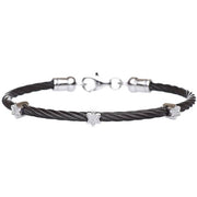 Alef Bet Bracelets Black Diamond Star of David Stacking Cable Bracelet - (Choice of Colors)
