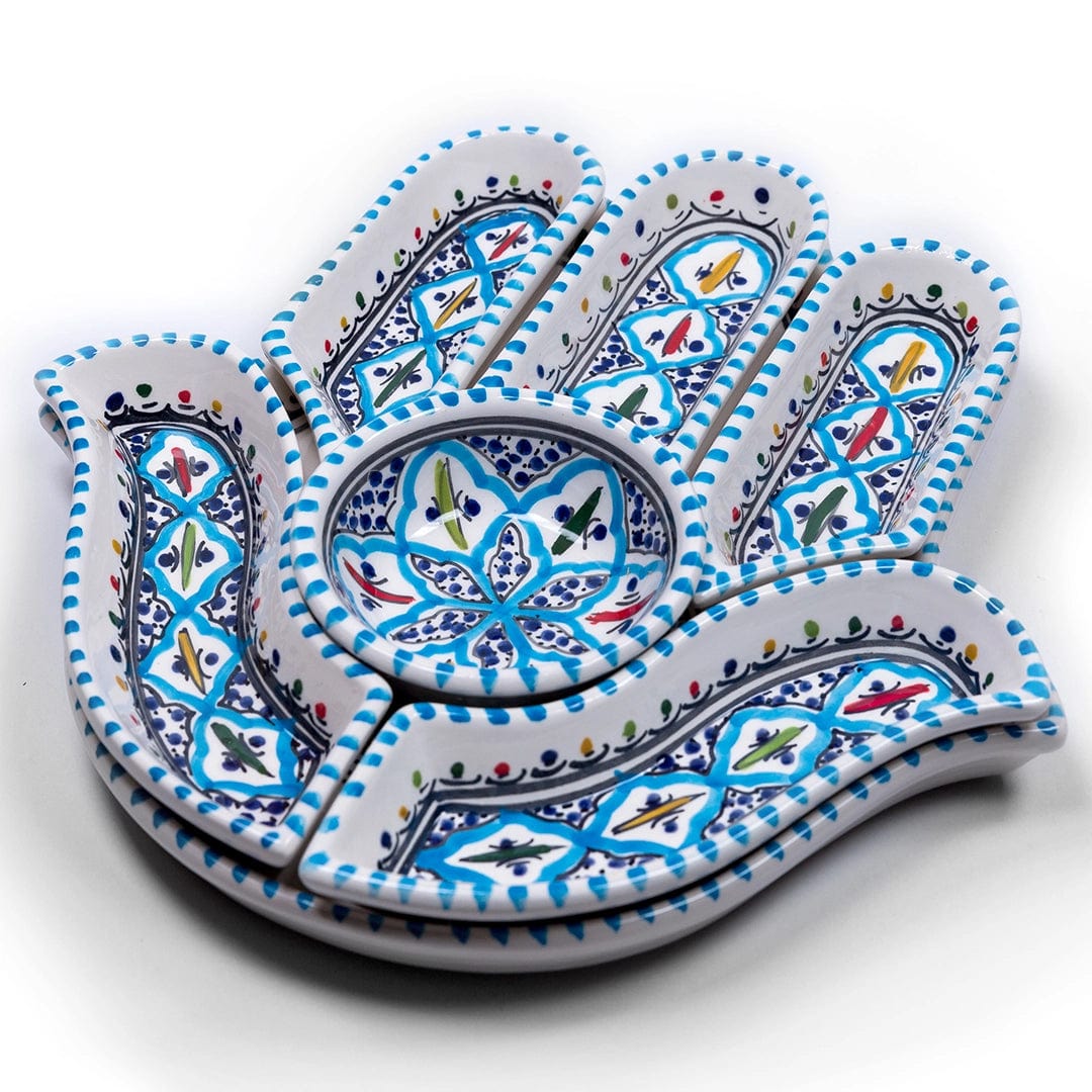 Kamsah Serving Pieces Bohemian Turquoise Hamsa Dipping and Serving Set