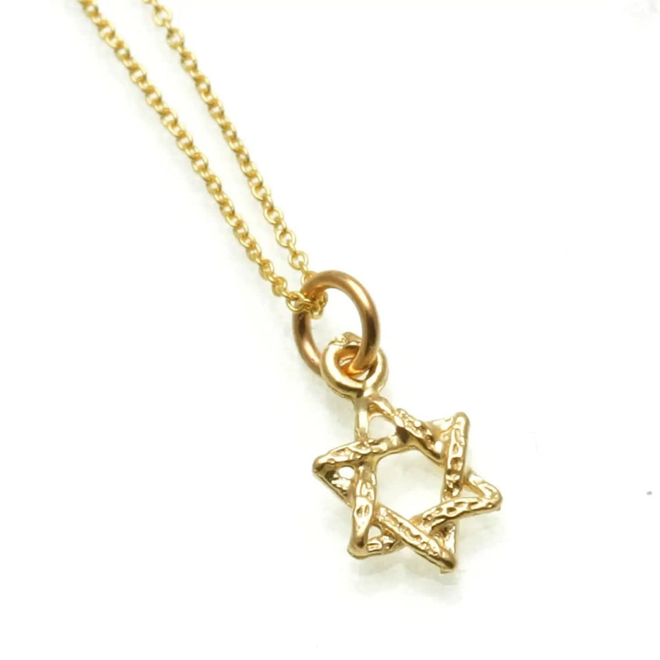 Bareket Jewelry - Tiny Rustic Star of David Pendant - 14k Yellow or White Gold - ModernTribe