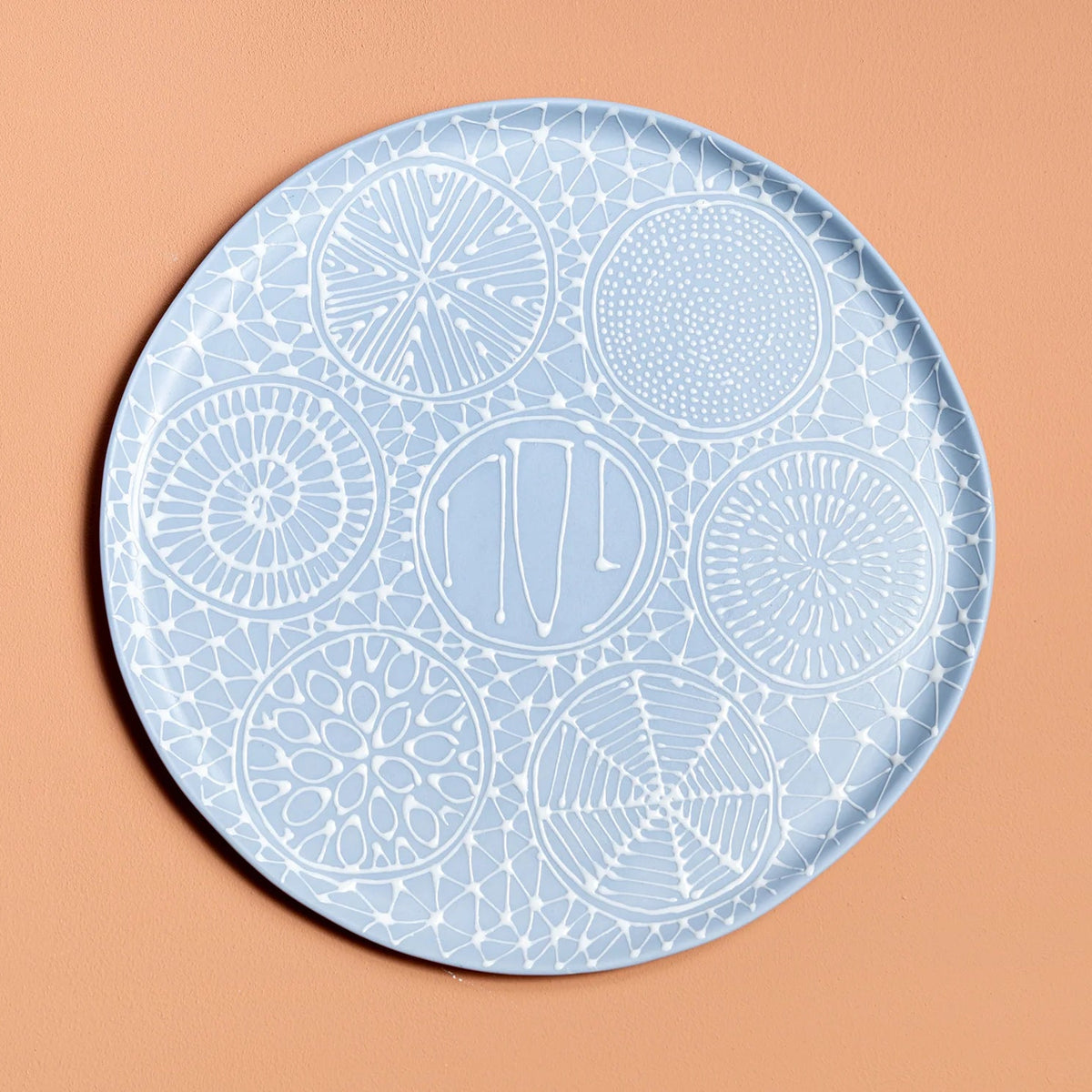 Maiyan Ben Yona - Sky Blue with White Patterns Seder Dish by Maiyan Ben Yona - ModernTribe