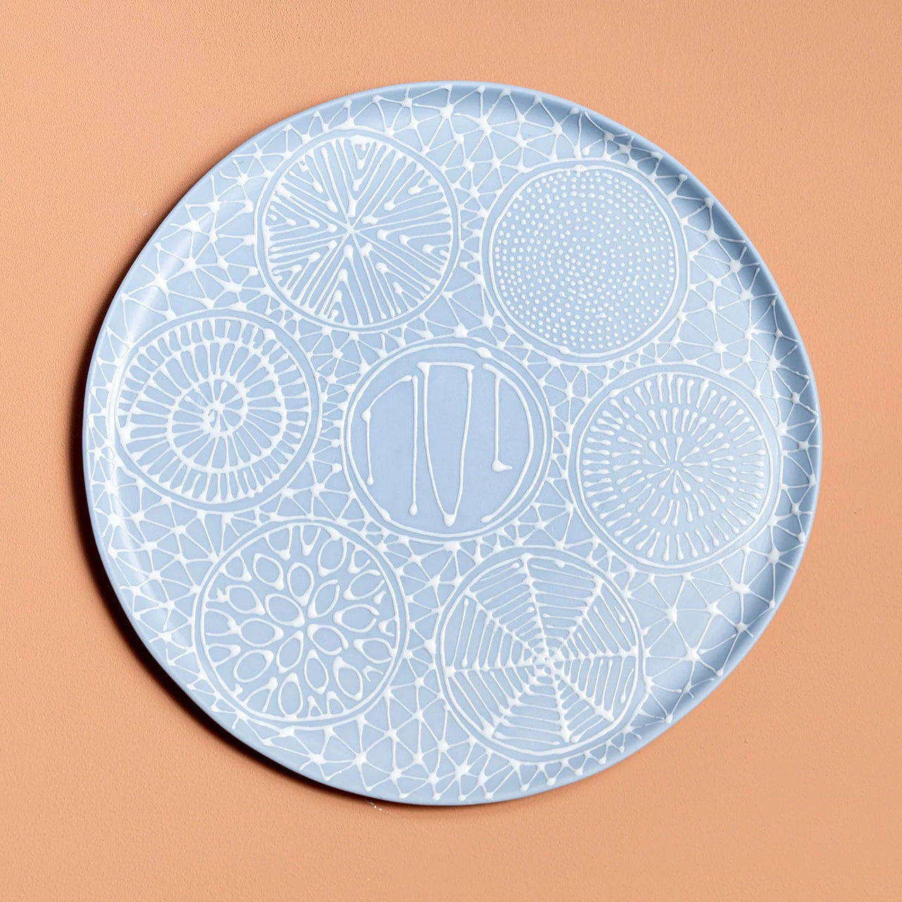Maiyan Ben Yona - Sky Blue with White Patterns Seder Dish by Maiyan Ben Yona - ModernTribe