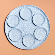 Maiyan Ben Yona - Sky Blue with White Patterns Seder Plate Set by Maiyan Ben Yona - ModernTribe