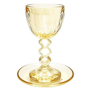 AULICA Kiddush Cups Amber Diamond Stem Kiddush Cup and Saucer