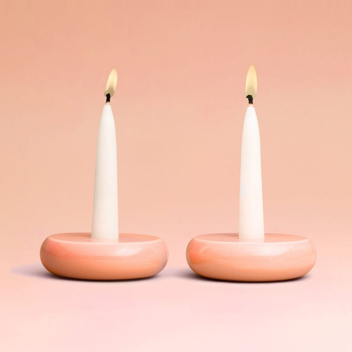 Tchotchke Judaica Candlesticks Coral Donut Shabbat Candlesticks (Choice of Colors)