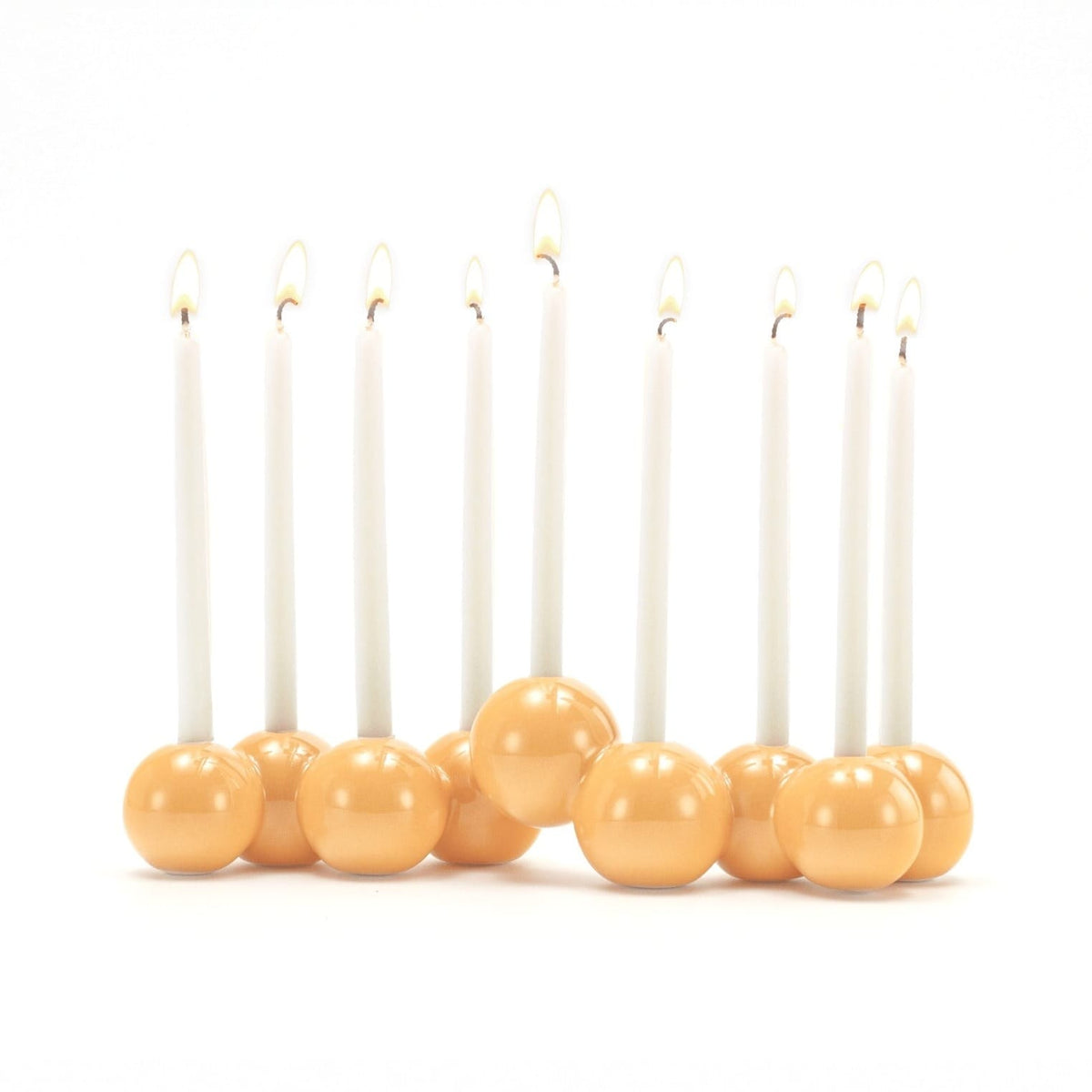 Tchotchke Judaica Menorahs Mustard Ceramic Bubble Menorah (Choice of Colors)
