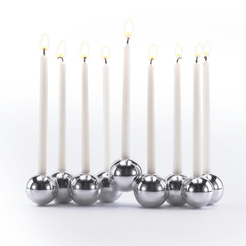 Tchotchke Judaica Menorahs Silver Aluminum Bubble Menorah (Choice of Silver or Iridescent)