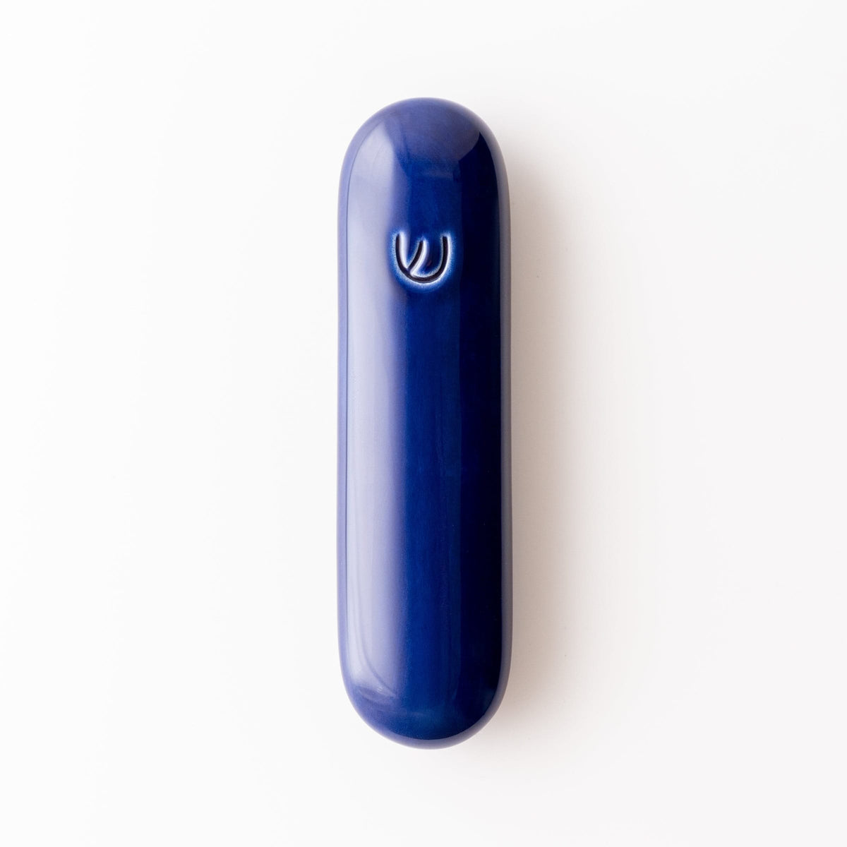 Tchotchke Judaica Mezuzahs Indigo Ceramic Pill Mezuzah Case (Choice of Colors)