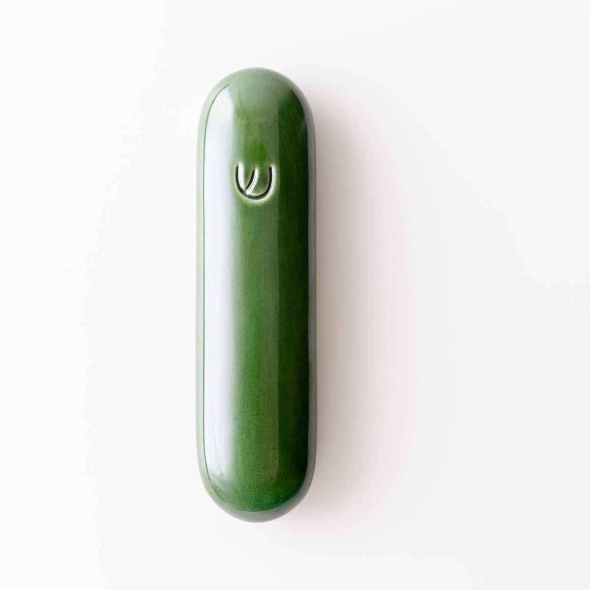 Tchotchke Judaica Mezuzahs Fern Ceramic Pill Mezuzah Case (Choice of Colors)