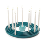 Tchotchke Judaica Menorahs Teal Ceramic Ripple Menorah (Choice of Colors)