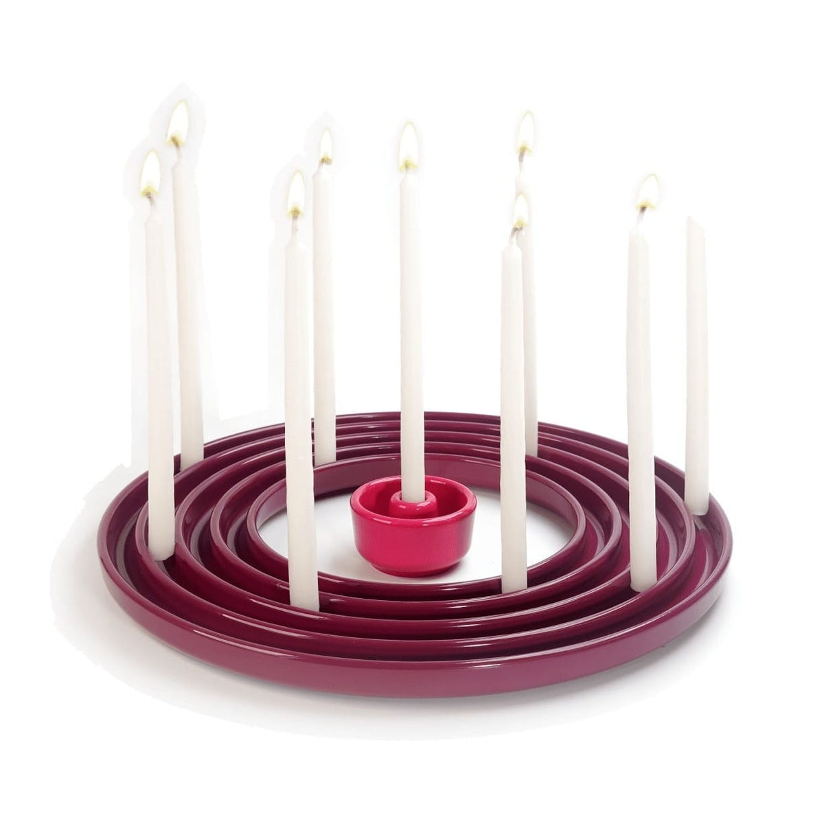 Tchotchke Judaica Menorahs Plum Ceramic Ripple Menorah (Choice of Colors)