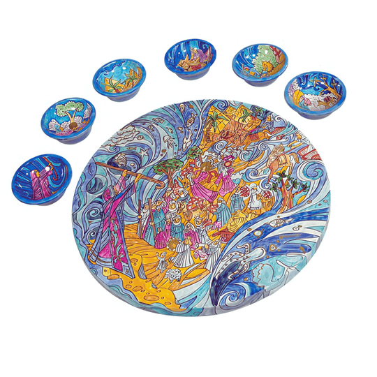 Hand-Painted Exodus Seder Plate by Yair Emanuel