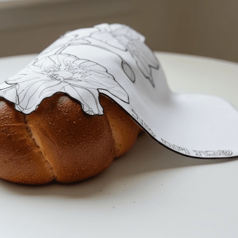 Allison Pearl Design - Black and Ivory Flower Embroidered Challah Cover - ModernTribe