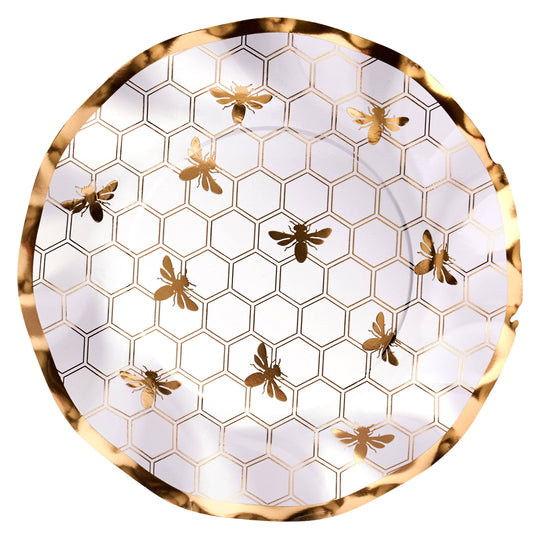 Honeybee Wavy Paper Side Plates - Set of 8