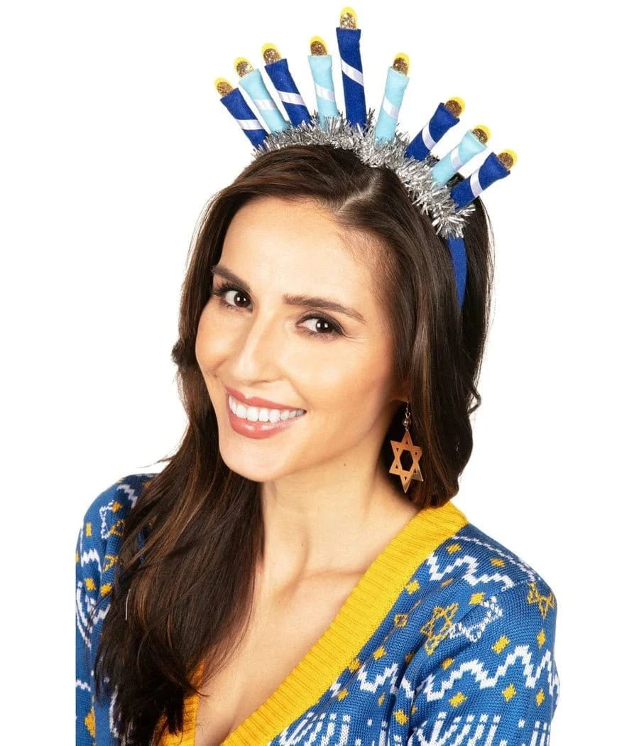 Tipsy Elves - Blue Menorah Headband by Tipsy Elves - ModernTribe