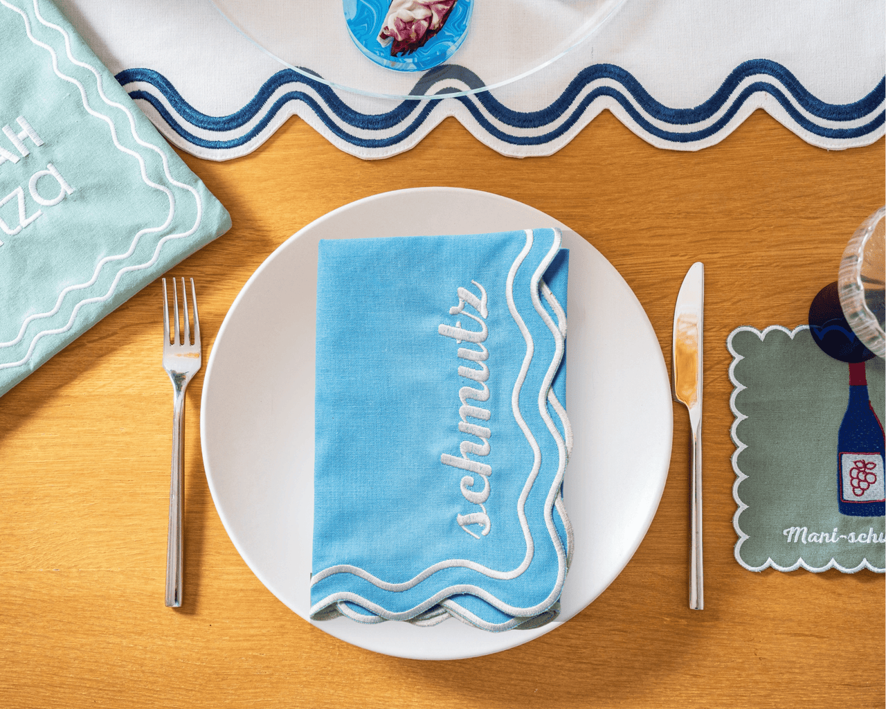 The Nosh Table - Schmutz Dinner Napkins - Set of 4 - (Light Blue, Dark Blue or White) - ModernTribe