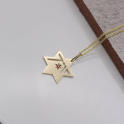HOTCROWN - Heroism Star of David Necklace with a Ruby - 14k Yellow, Rose or White Gold - ModernTribe