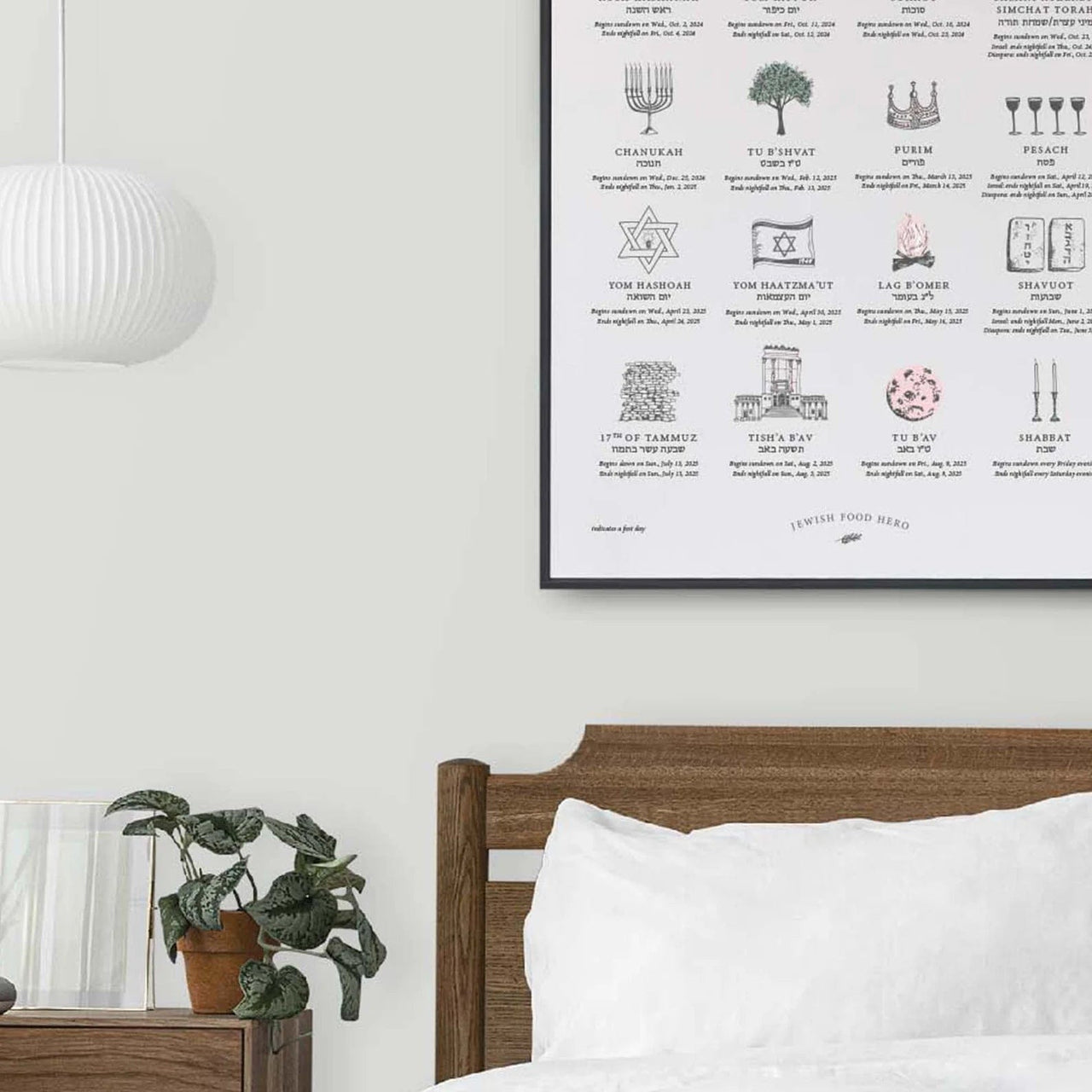 Jewish Food Hero - Jewish Holiday Calendar Print 5785 (2024 - 2025) - Frame Not Included - ModernTribe