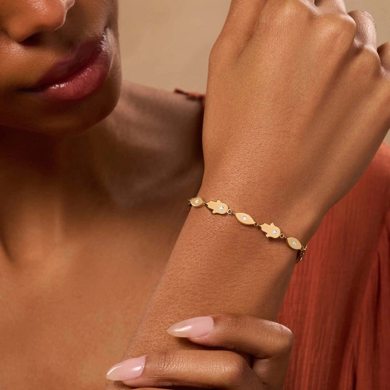 Karma and Luck - Illuminated Paths Evil Eye and Hamsa Diamond Bracelet - ModernTribe