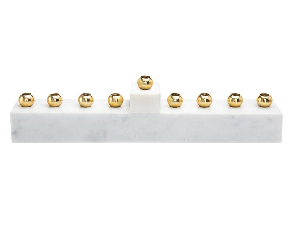 Godinger Menorahs Marble Menorah With Brass Candleholders