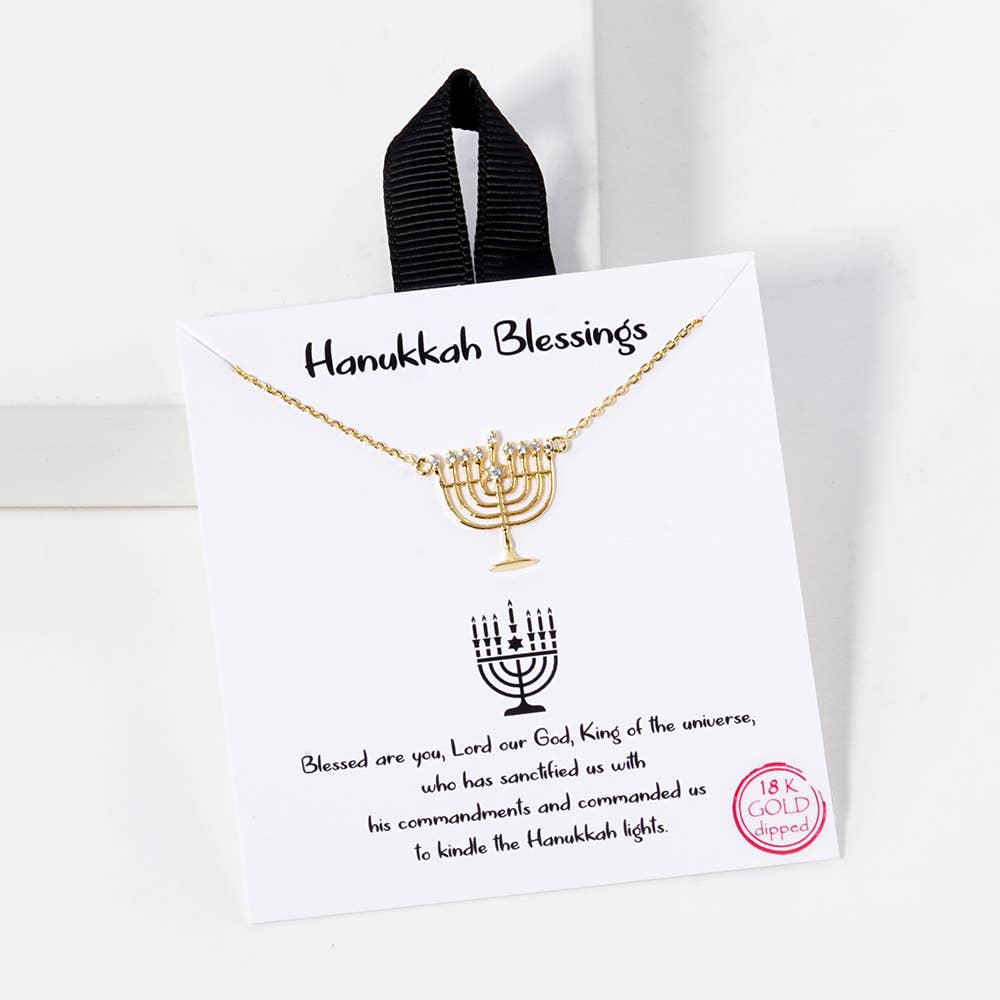 Joia Accessories - 18k Gold - Dipped Menorah Blessing Necklace - ModernTribe