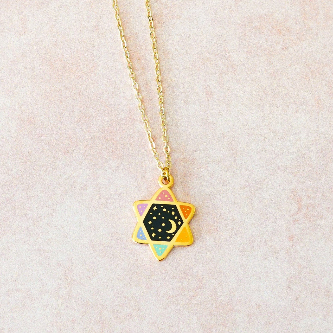 Sarah Day Arts - Rainbow Cosmic Star of David Necklace - Pastel - ModernTribe