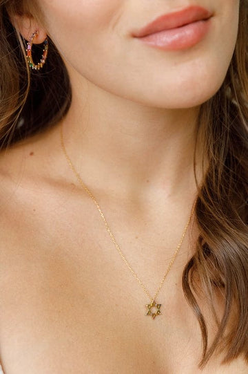 Ishees Jewelry Necklaces Gold / 18" Rainbow Star of David Necklace