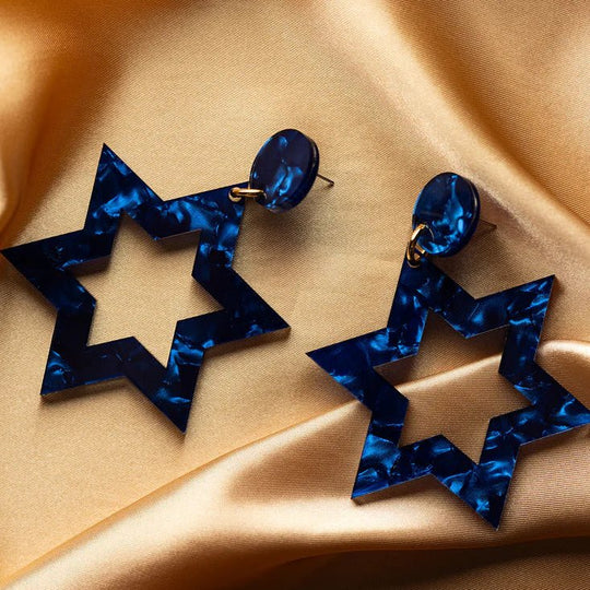 Ester Magen Statement Earrings - Blue