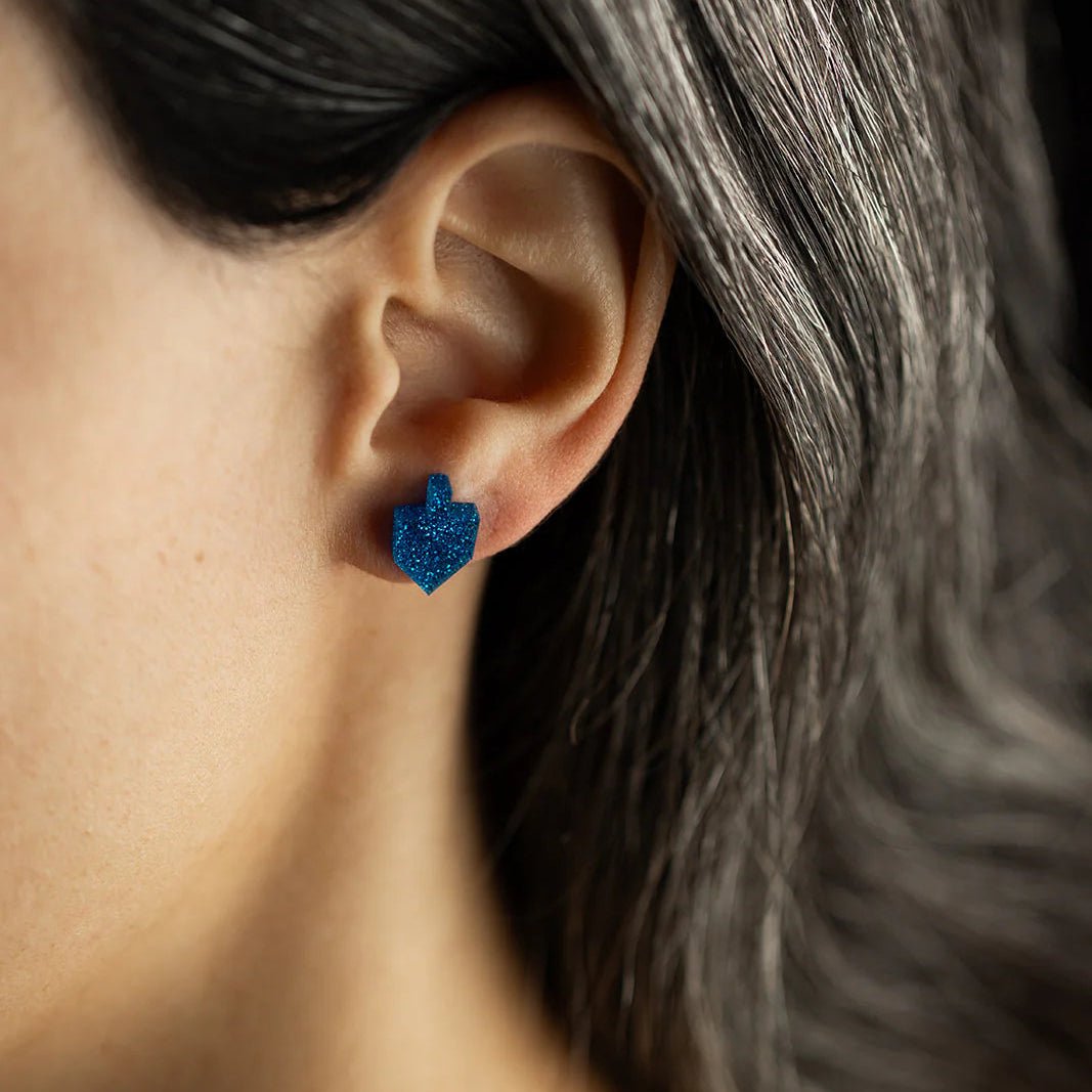 Ariel Tidhar - Dreidel Stud Earrings - Blue Glitter - ModernTribe