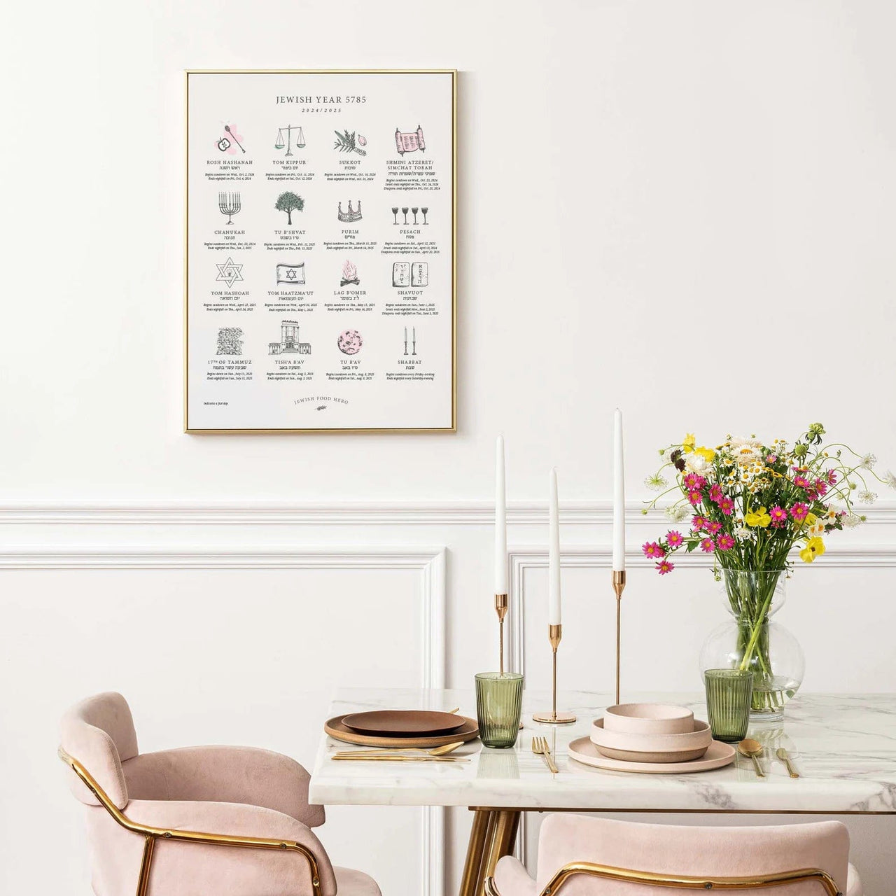 Jewish Food Hero - Jewish Holiday Calendar Print 5785 (2024 - 2025) - Frame Not Included - ModernTribe