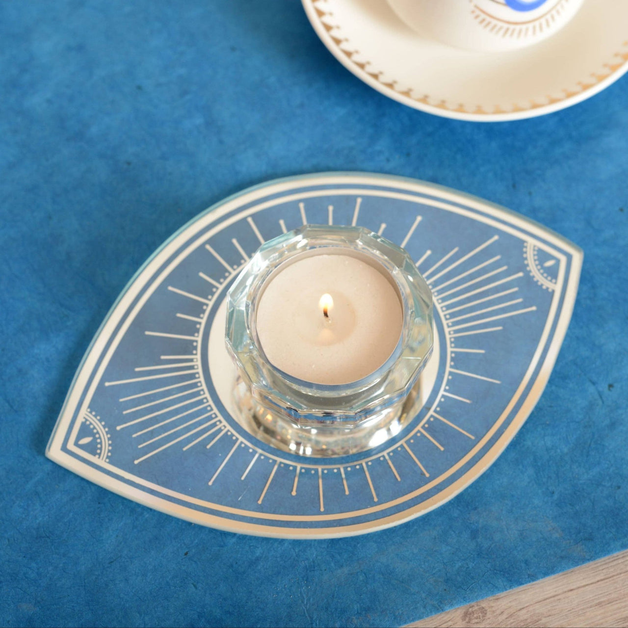 Aulica - Silver Mirrored Evil Eye Candle Holder - ModernTribe