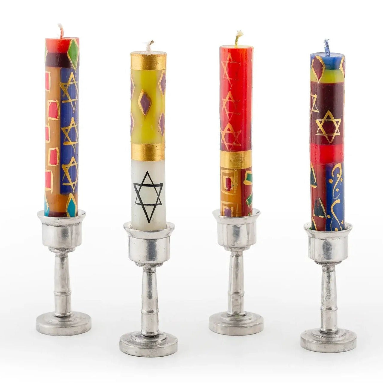 Thumbprint Artifacts - Hand - Painted Sunset Star of David Shabbat Candles - Pack of 4 - ModernTribe