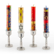 Thumbprint Artifacts - Hand - Painted Sunset Star of David Shabbat Candles - Pack of 4 - ModernTribe