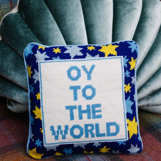 Oy to the World Needlepoint Pillow