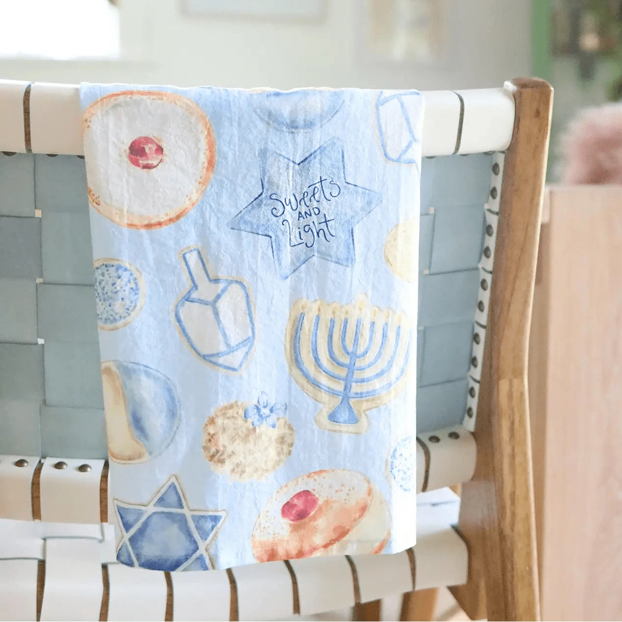 Stephanie Tara Stationery Tea Towels Sweets and Light Hanukkah Cookies Tea Towel