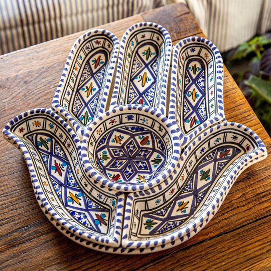 Bohemian Blue Hamsa Dipping and Serving Set