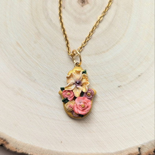Nisan Floral Hamsa Necklace