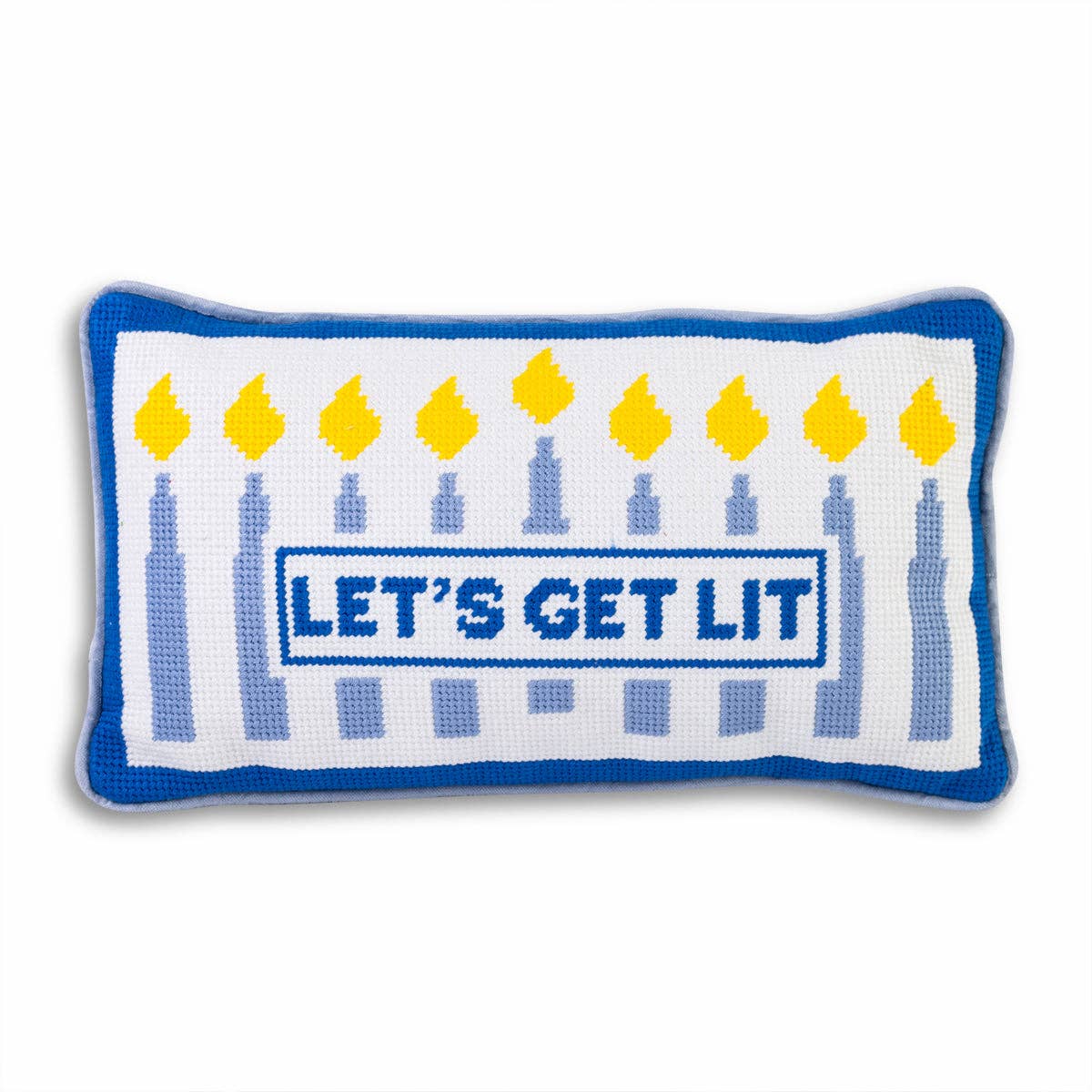 Furbish Studio - Let's Get Lit Hanukkah Needlepoint Pillow - ModernTribe