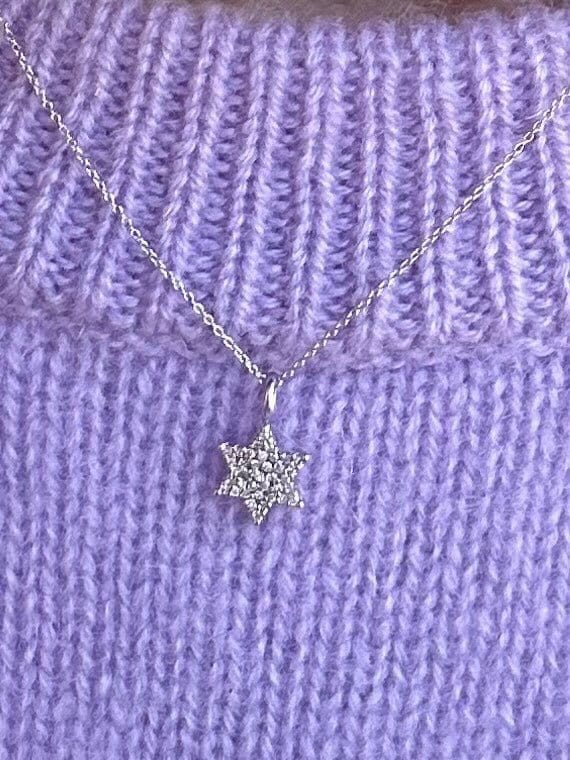 Alef Bet - Pave Diamond Star of David Necklace - White Gold - ModernTribe