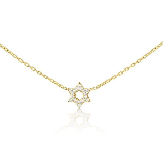 Diamond Pendant with Jewish Star of David - 14k Yellow, White or Rose Gold