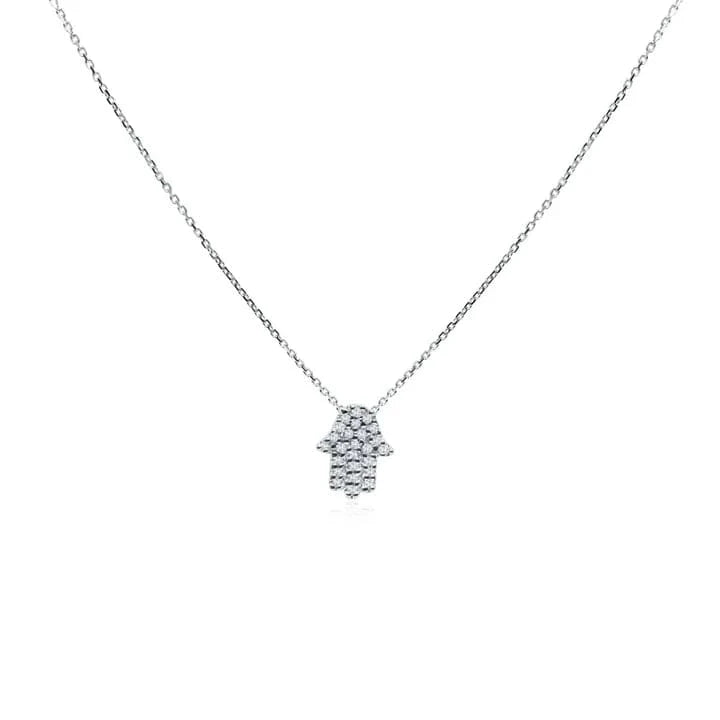 Alef Bet Necklaces Diamond Hamsa Necklace - Gold