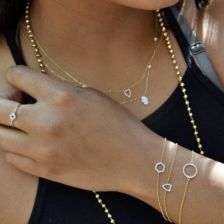 Alef Bet - Diamond Hamsa Necklace - Gold - ModernTribe