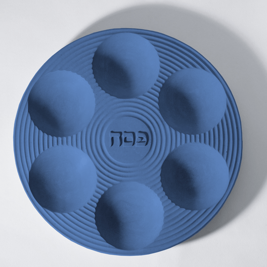 Contemporary Fine Concrete Seder Plate - Blue