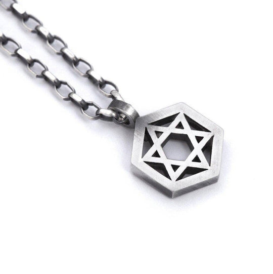 Geometric Star of David Sterling Silver Necklace