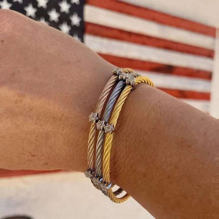 Alef Bet - Diamond Star of David Stacking Cable Bracelet - Choice of Color - ModernTribe