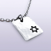 Everything Beautiful - Small Star of David Hammered Rectangle Necklace - Aluminum - ModernTribe