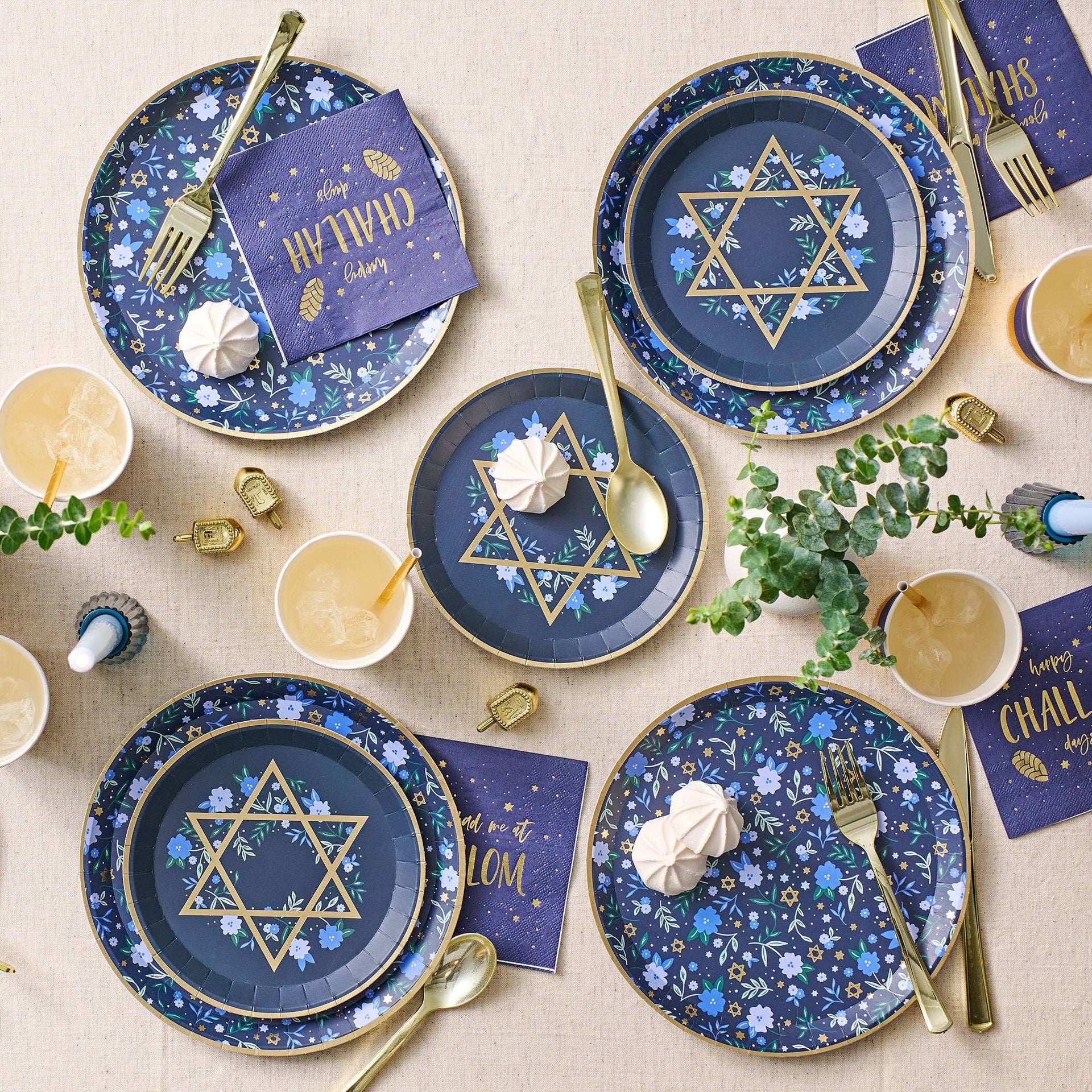 Modern Mitzvah Plate Star of David Small Plates - Set of 10