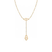 Steph Eye and Hamsa Lariat - (Sterling Silver, Gold-Plated or Two-Tone) - Gold-Plated