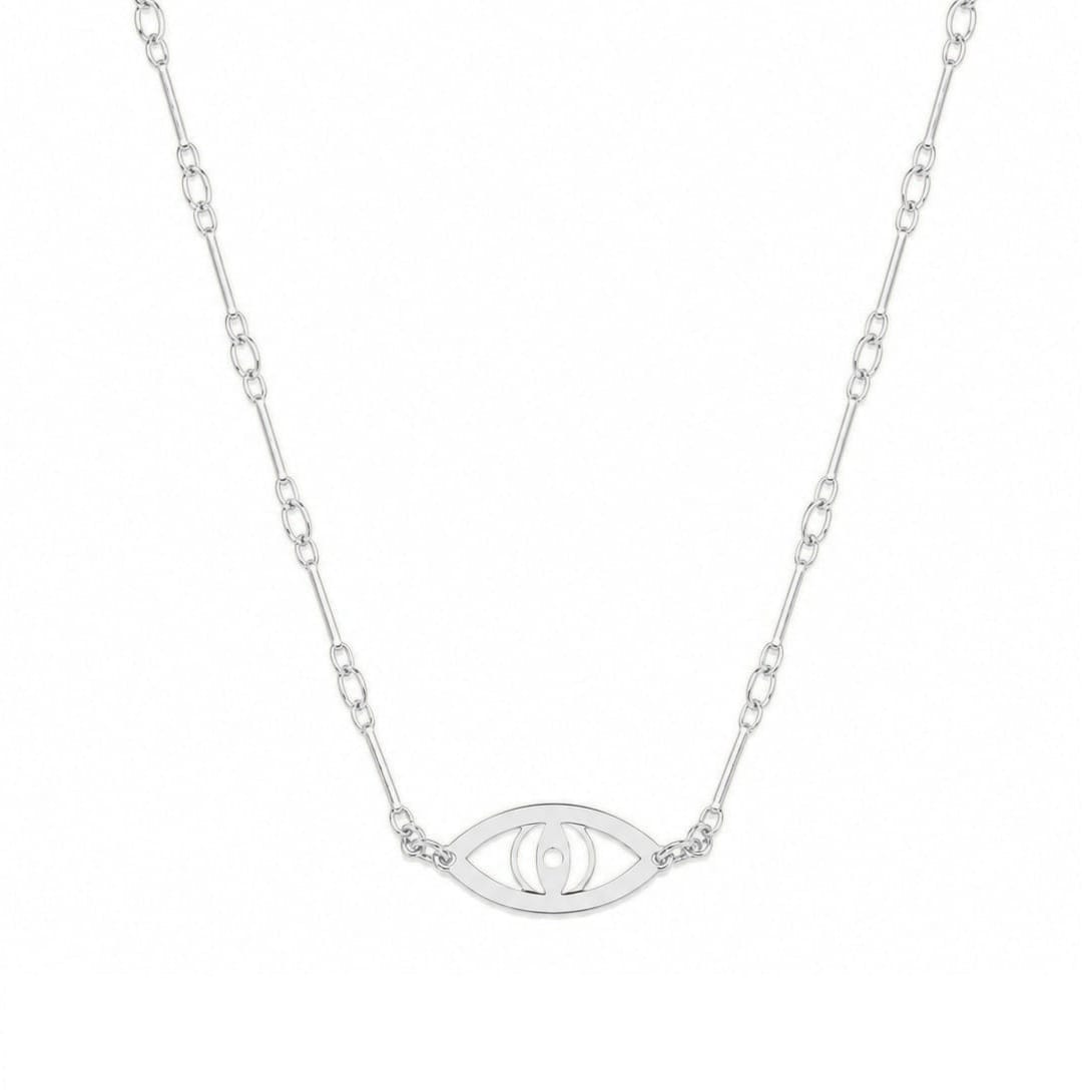 Miriam Merenfeld Jewelry Necklaces Sterling Silver / 15" Vale Evil Eye Necklace - (Sterling Silver, Gold-Plated or Two-Tone)