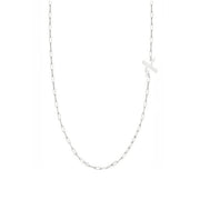 Elle Hebrew Initial Box Chain Necklace - (Sterling Silver, Gold-Plated, or Two-Tone) - Sterling Silver