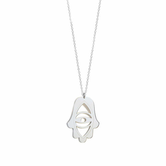 Evil Eye Hamsa Necklace - (Sterling Silver, Gold-Plated, or Two-Tone)